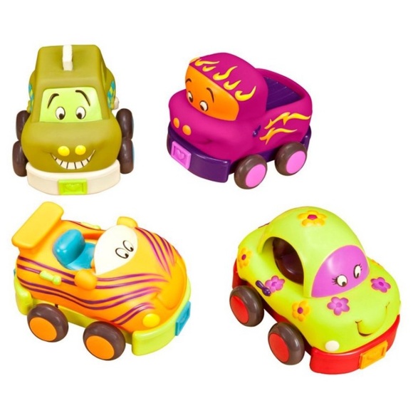 B. Toys 4 Pull Back Vehicles Car, Pick up Truck, Race Car and Taxi Toddler Toys - Picture 2 of 15